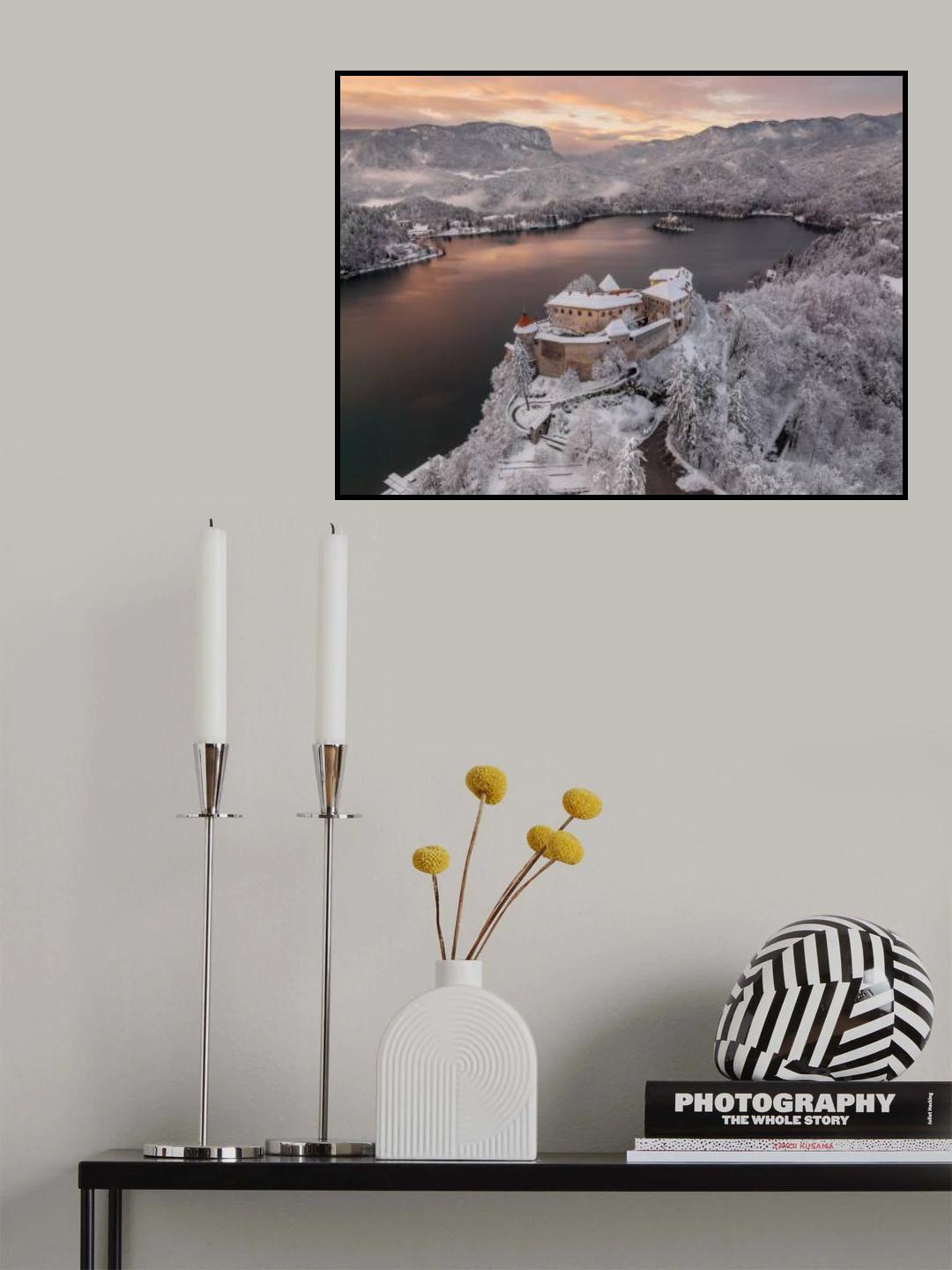 Lake Bled and the castle above it Poster och Canvastavla