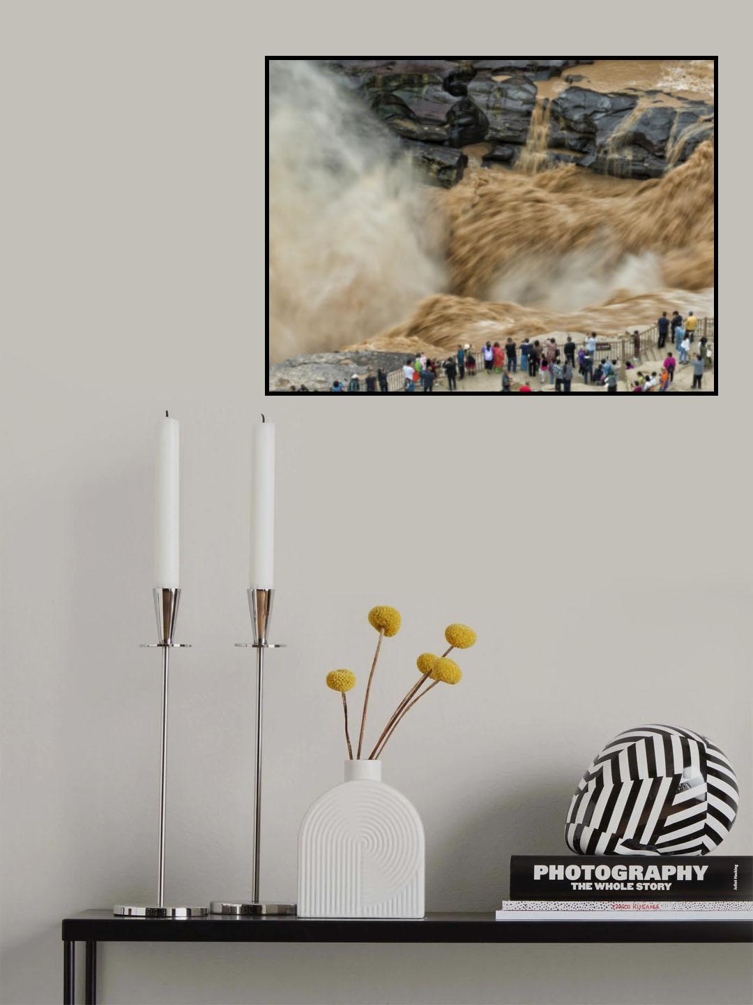 Yellow river's waterfall Poster och Canvastavla