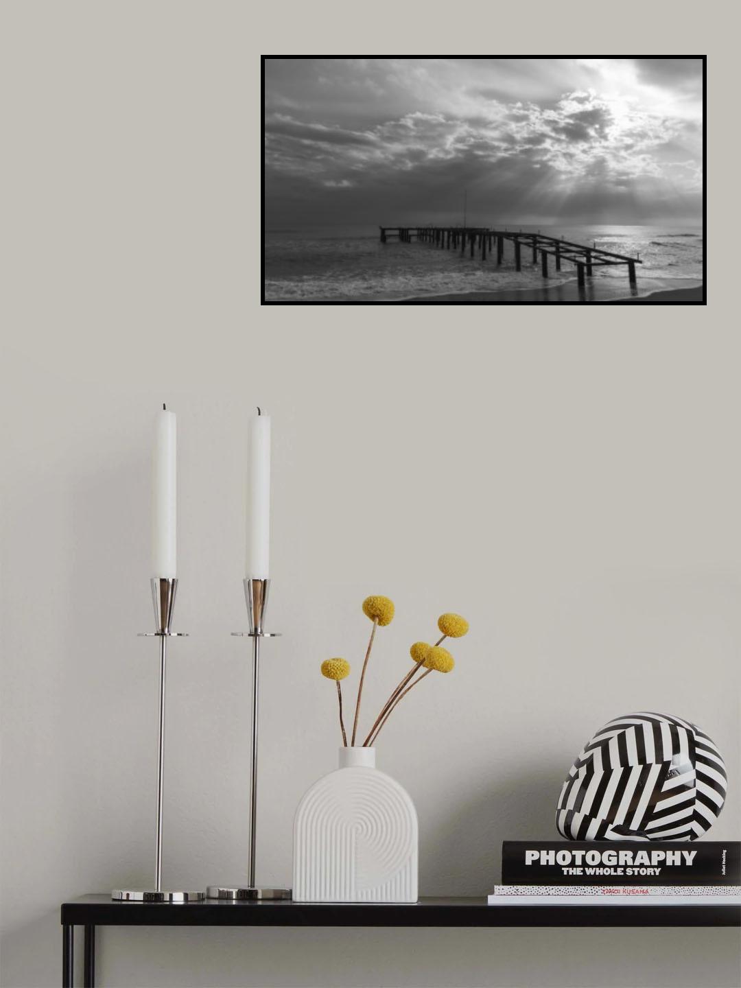 old pier and dramatic landscape Poster och Canvastavla