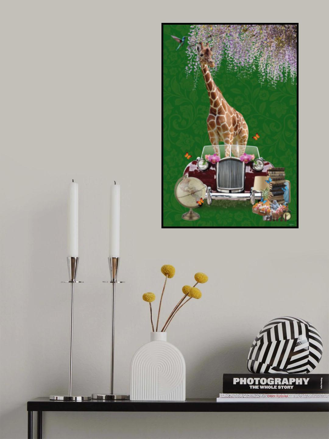 Giraffe will Travel Poster och Canvastavla