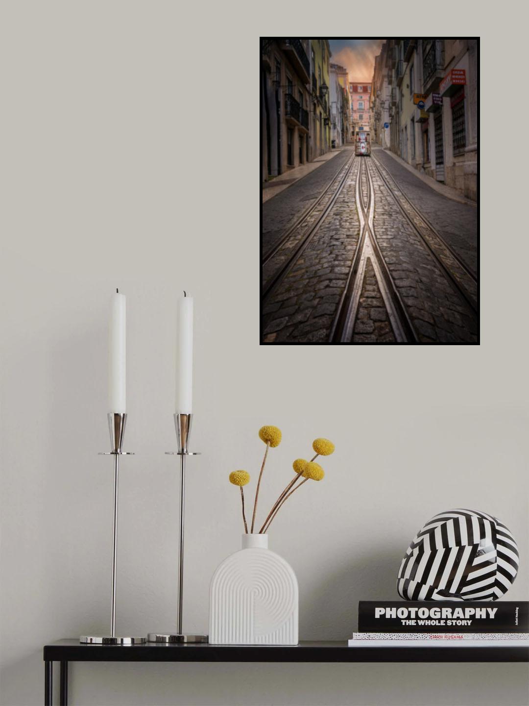 A bus in the city Poster och Canvastavla