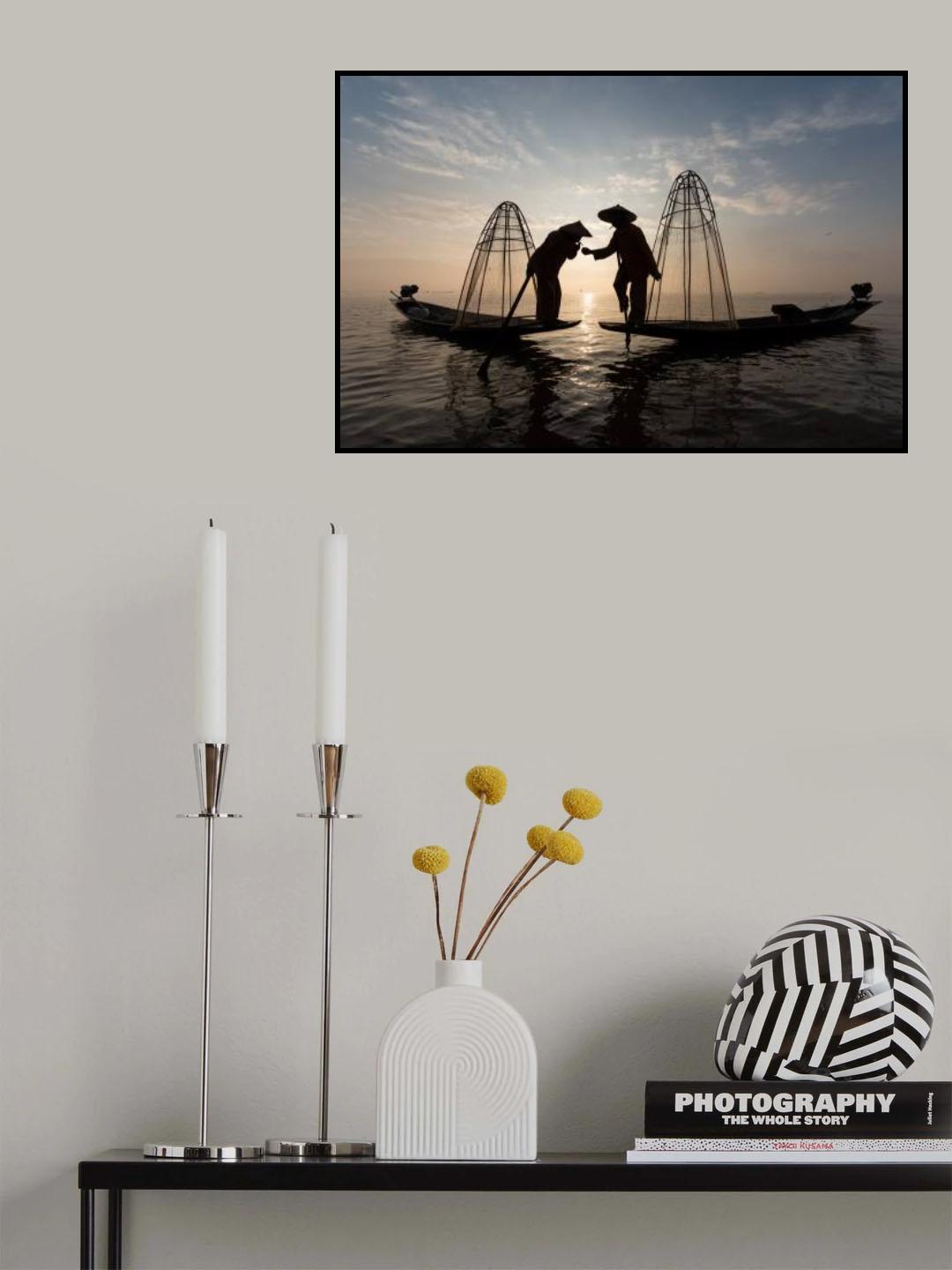 Boatsmen of Inle Poster och Canvastavla