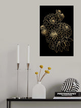 Pacey dahlias bouquet in gold and black Poster och Canvastavla