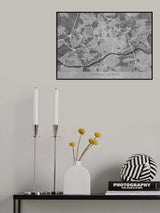 Gray vintage map of Frankfurt Germany Poster och Canvastavla