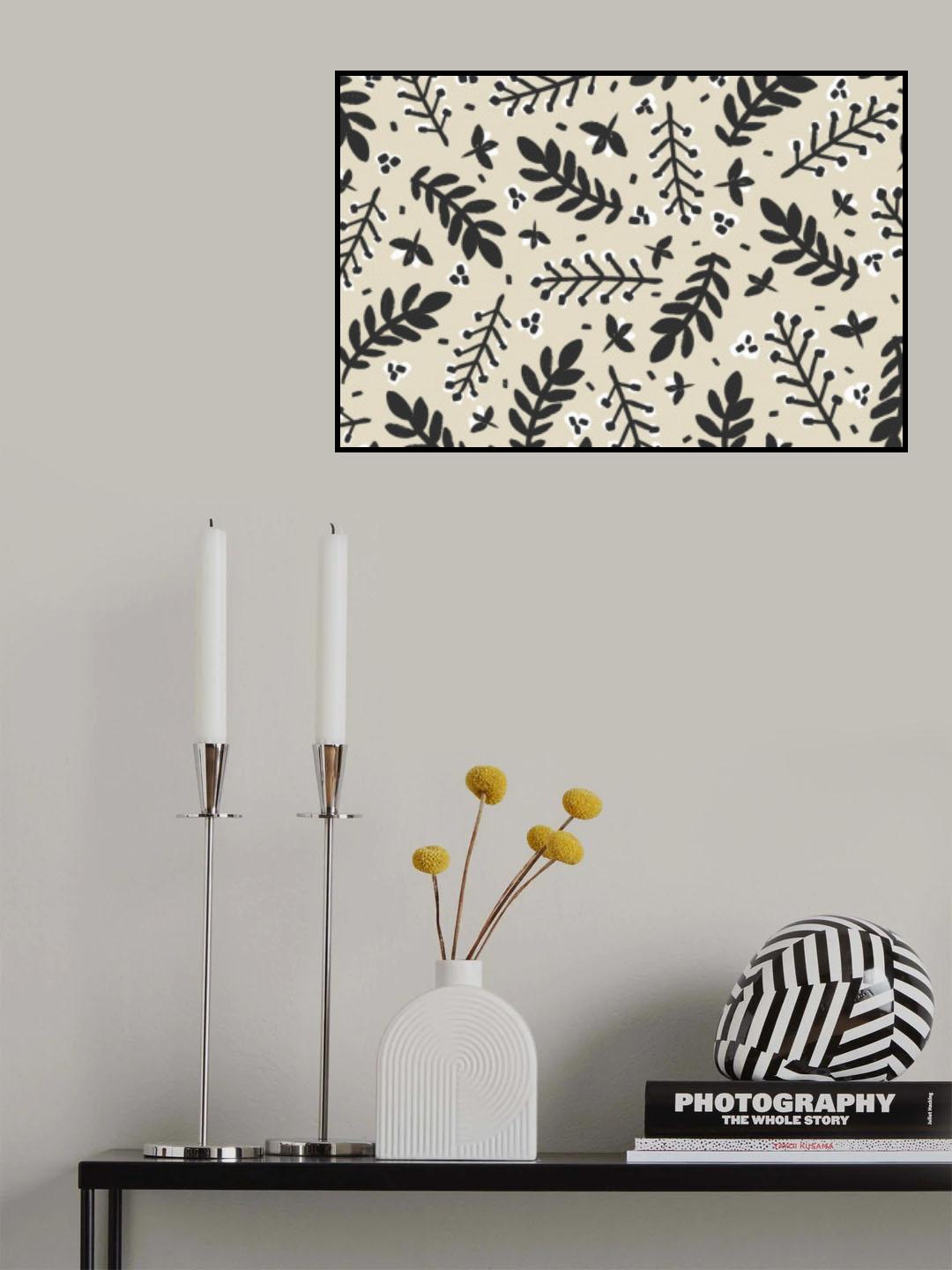 Branches on Beige Background Square Poster och Canvastavla