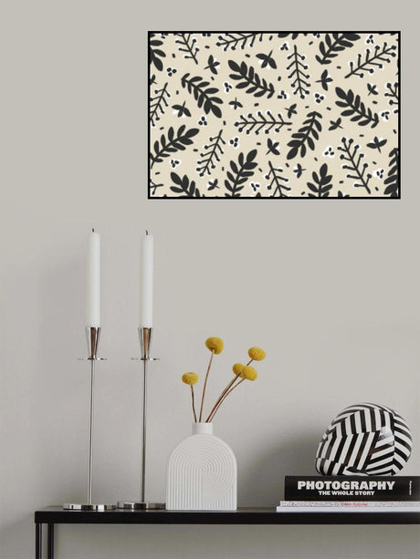Branches on Beige Background Square Poster och Canvastavla