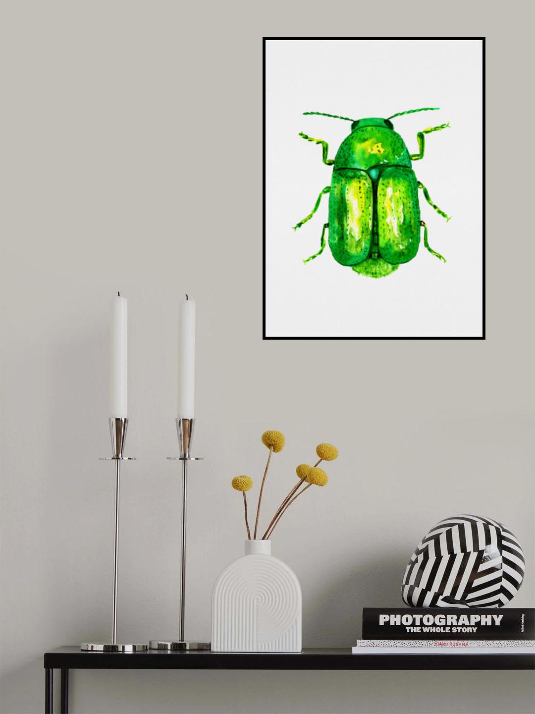 Cylindrical leaf beetle or Cryptocephalus sericeus Poster och Canvastavla
