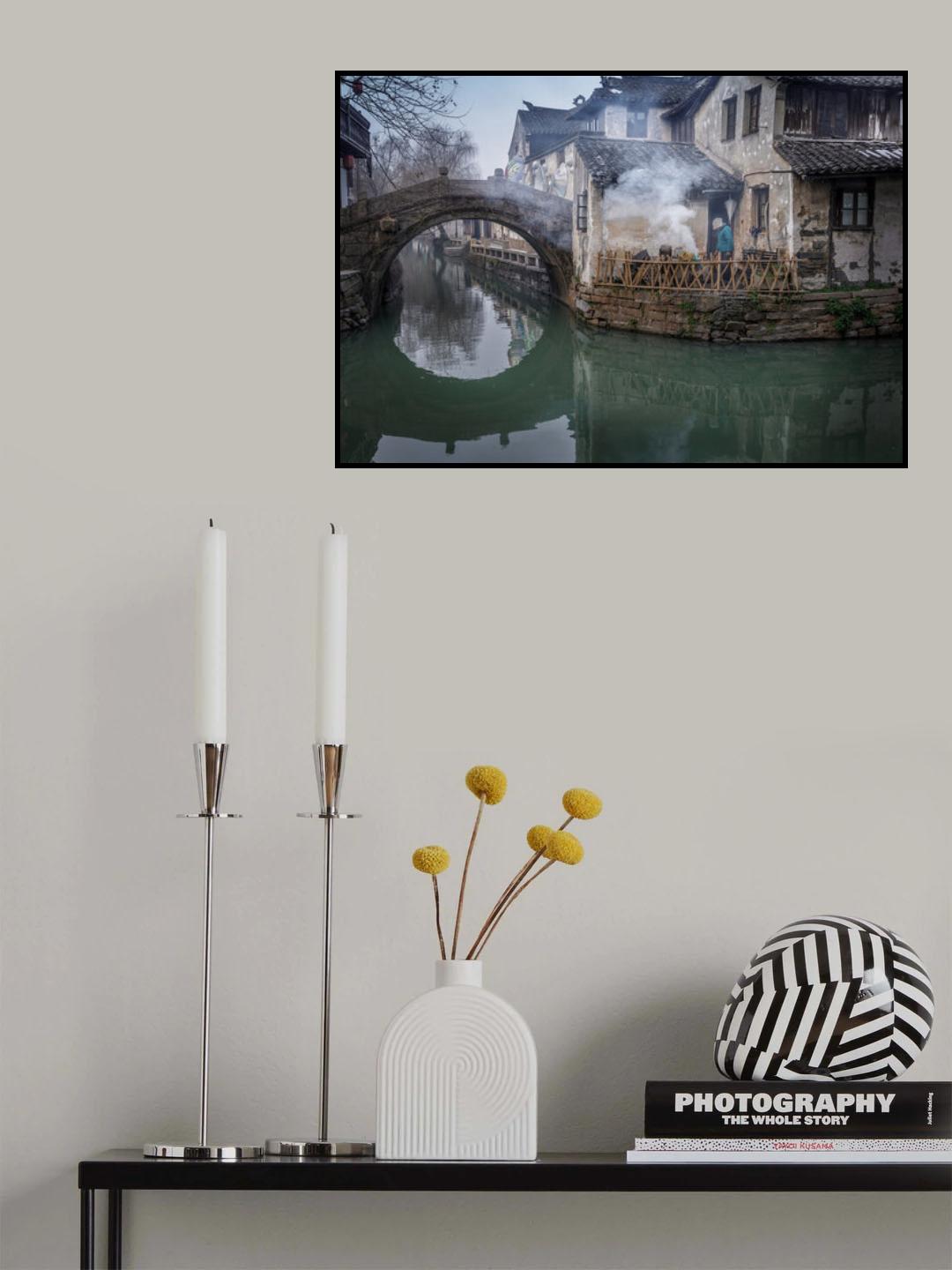 Morning Smoke in Zhouzhuang (周庄) Poster och Canvastavla
