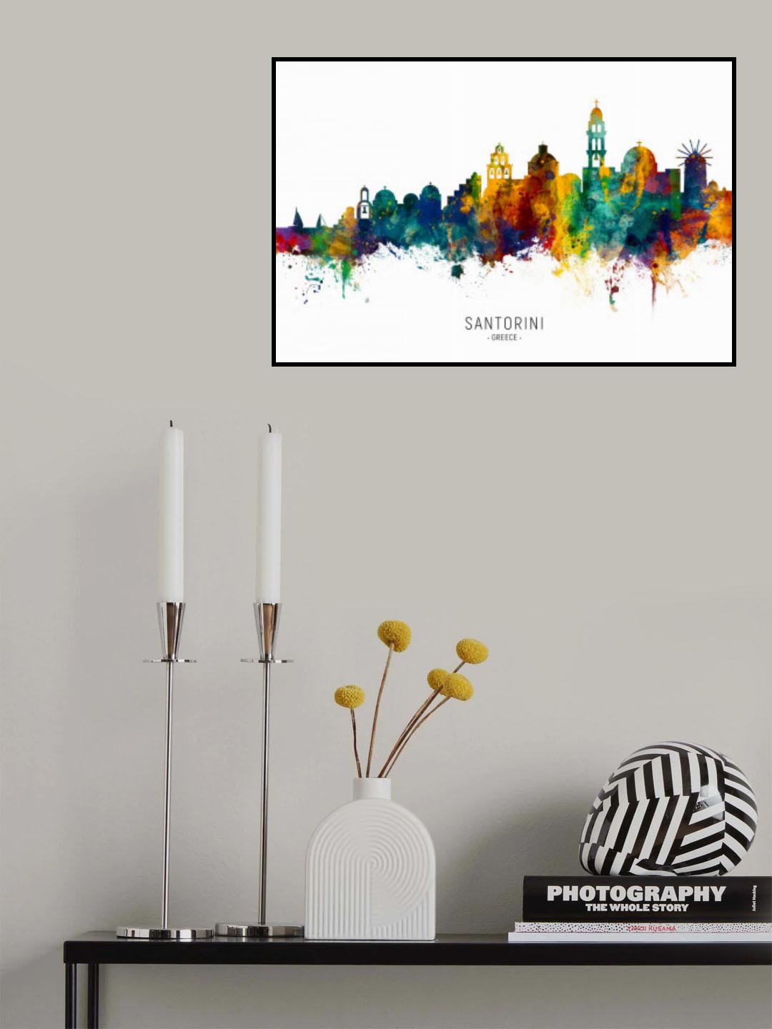 Santorini Skyline Poster och Canvastavla