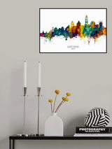Santorini Skyline Poster och Canvastavla