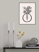 Monochrome Flowers In Vase Poster och Canvastavla