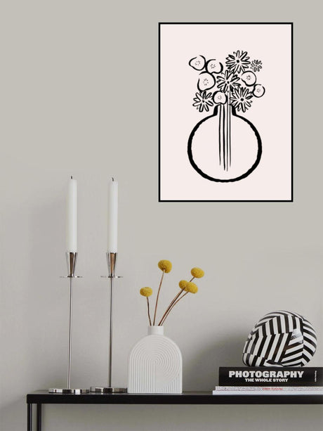 Monochrome Flowers In Vase Poster och Canvastavla