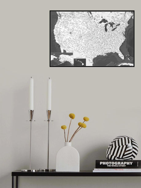 Highly detailed map of the United States, Olson Poster och Canvastavla
