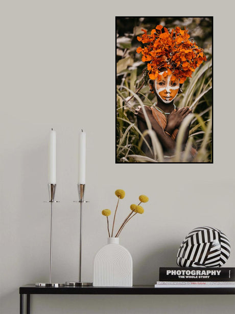 Suri boy and flowers Poster och Canvastavla