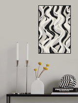 Beige Grey Black Waves Pattern Poster och Canvastavla