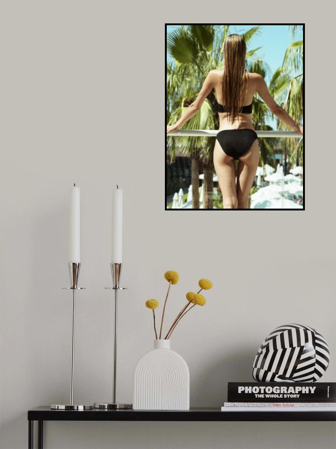 attractive woman in black bikini on summer vacation Poster och Canvastavla