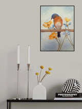 Flower Peeping Eastern Bluebird Poster och Canvastavla