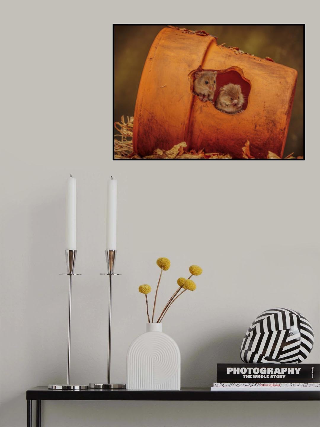 Harvest Mice in plant pot Poster och Canvastavla