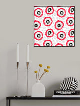 Red Gray Flower Fringes Polka Dot Poster och Canvastavla