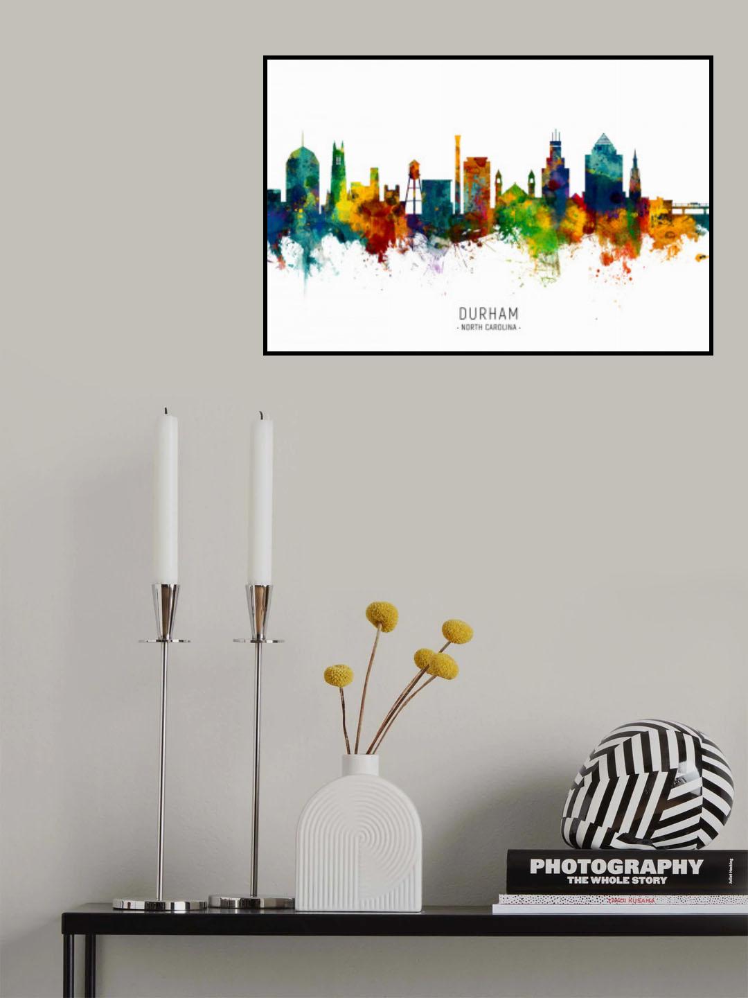Durham North Carolina Skyline Poster och Canvastavla