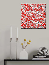 Lushy Leaves Red Black Poster och Canvastavla