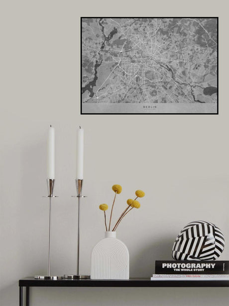 Gray vintage map of Berlin in Germany Poster och Canvastavla