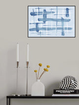 Abstract Lines Blue and White 07 Poster och Canvastavla