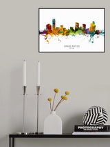 Grand Rapids Michigan Skyline Poster och Canvastavla