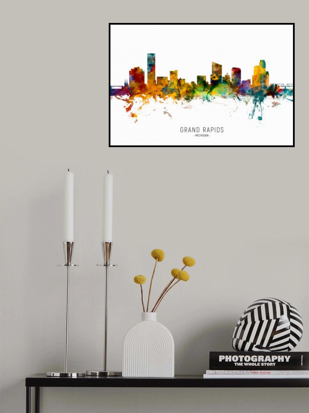 Grand Rapids Michigan Skyline Poster och Canvastavla