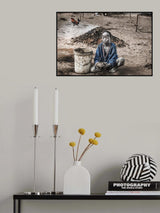 Mundari child collecting dung - South Sudan Poster och Canvastavla