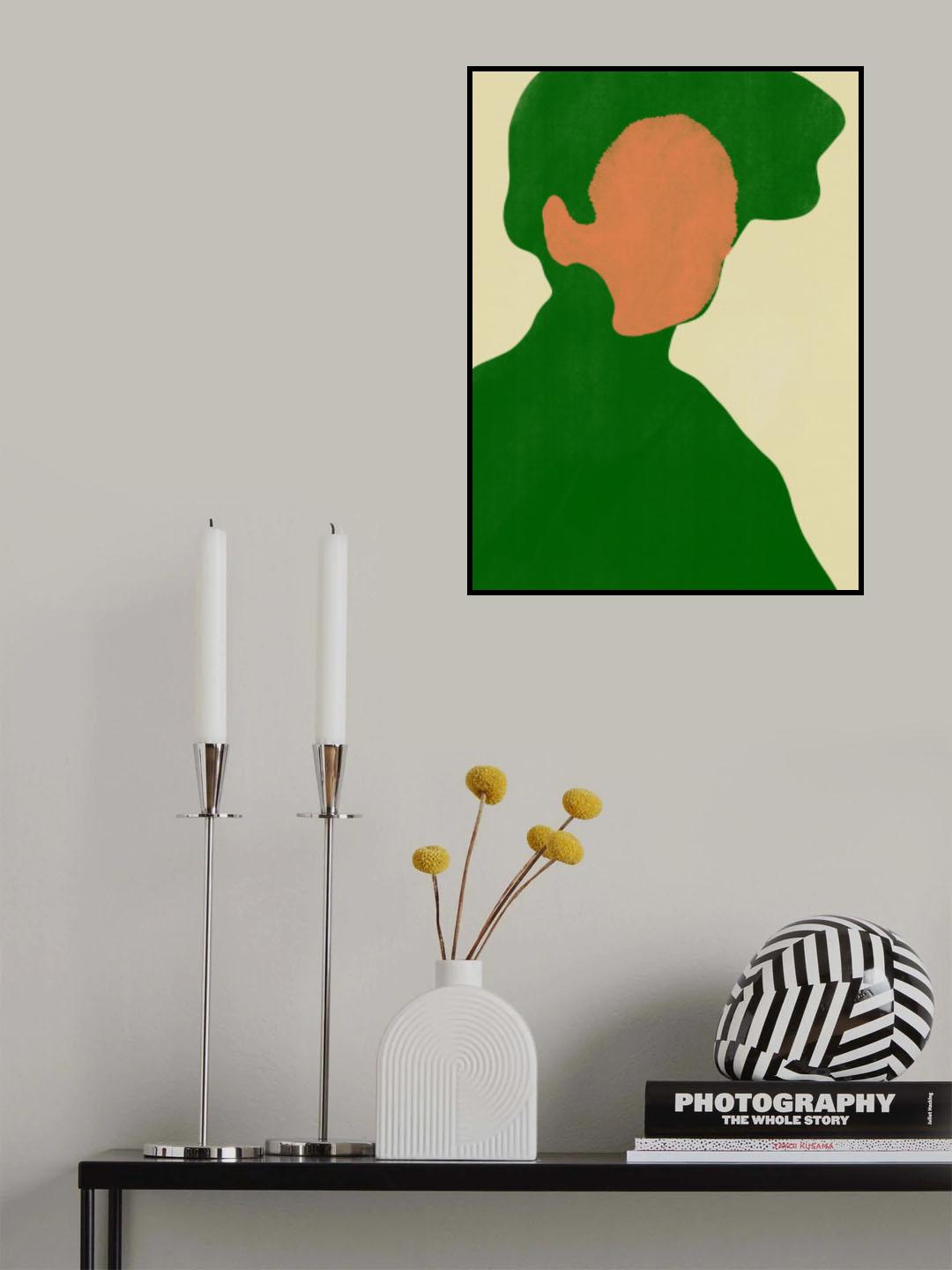 Minimal Portrait In Green Poster och Canvastavla