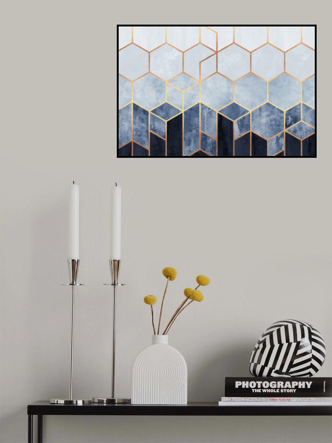 Soft Blue Hexagons Poster och Canvastavla