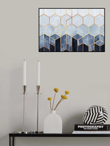 Soft Blue Hexagons Poster och Canvastavla