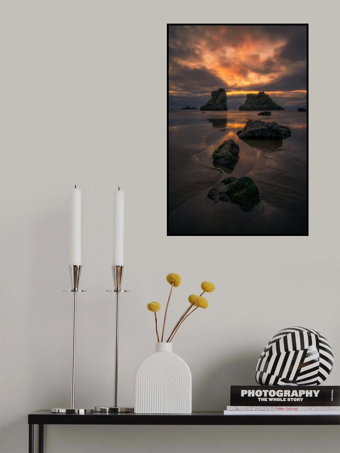 Sunset at Bandon Beach Poster och Canvastavla