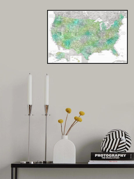 Highly detailed map of the United States, Oriole Poster och Canvastavla