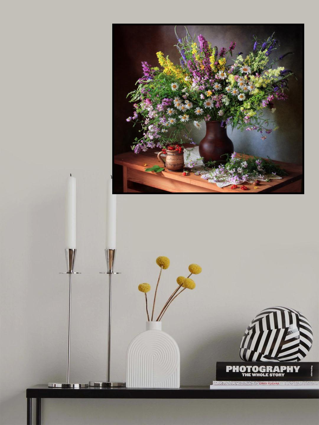 Still life with wildflowers and berries Poster och Canvastavla