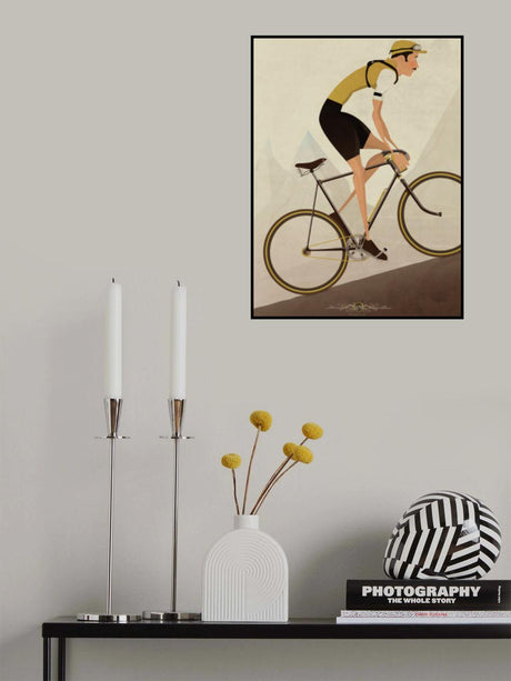 Vintage Uphill Cyclist On Bike Poster och Canvastavla