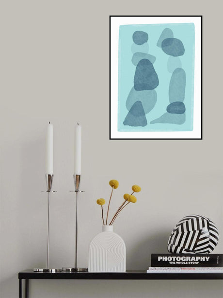 watercolour spots blue abstract minimal modern art Poster och Canvastavla