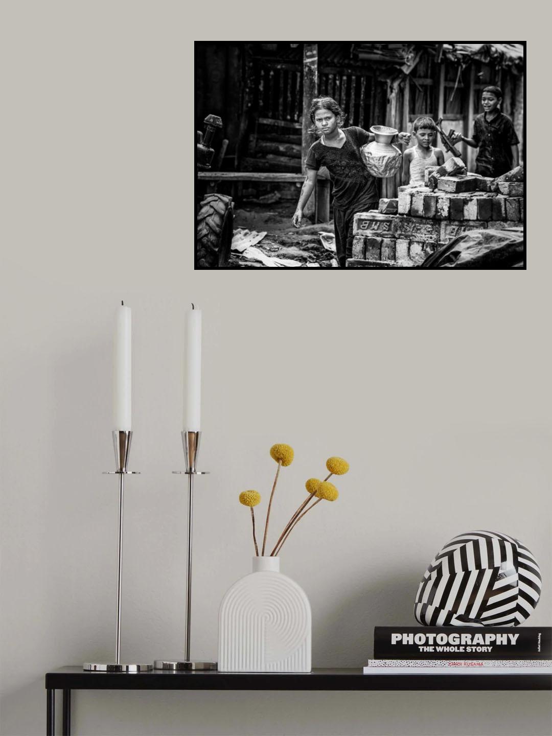 Boys have fun while girls work. Poster och Canvastavla