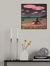 Alien Beach At Night Collage Art Poster och Canvastavla