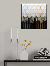 Charcoal Hexagons Poster och Canvastavla