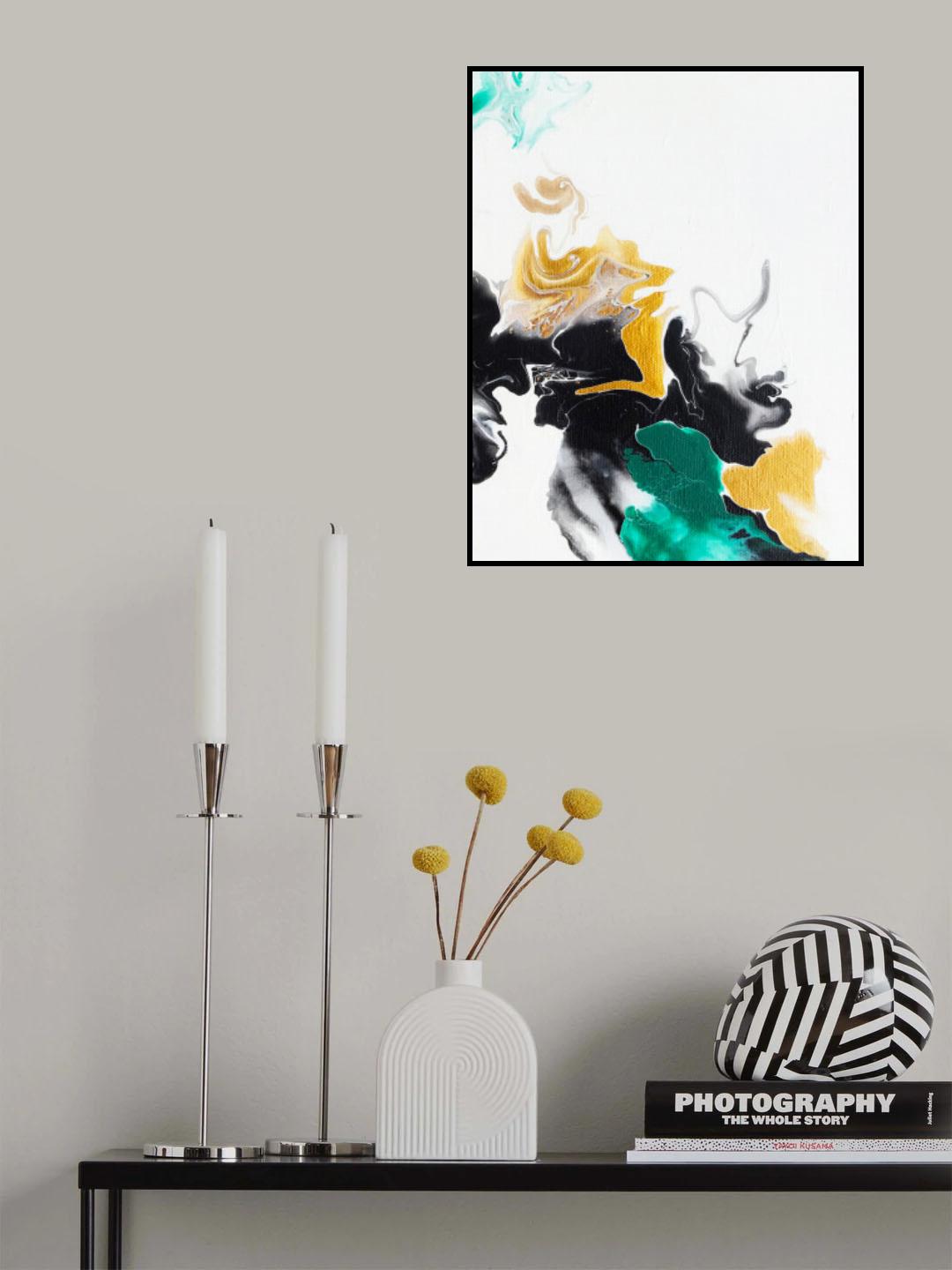 Green and Gold Ribbons 1 Poster och Canvastavla