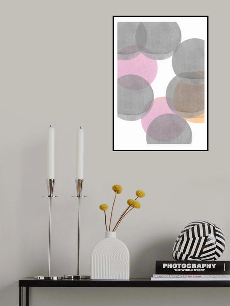 Gray Pink Circles Ii Poster och Canvastavla