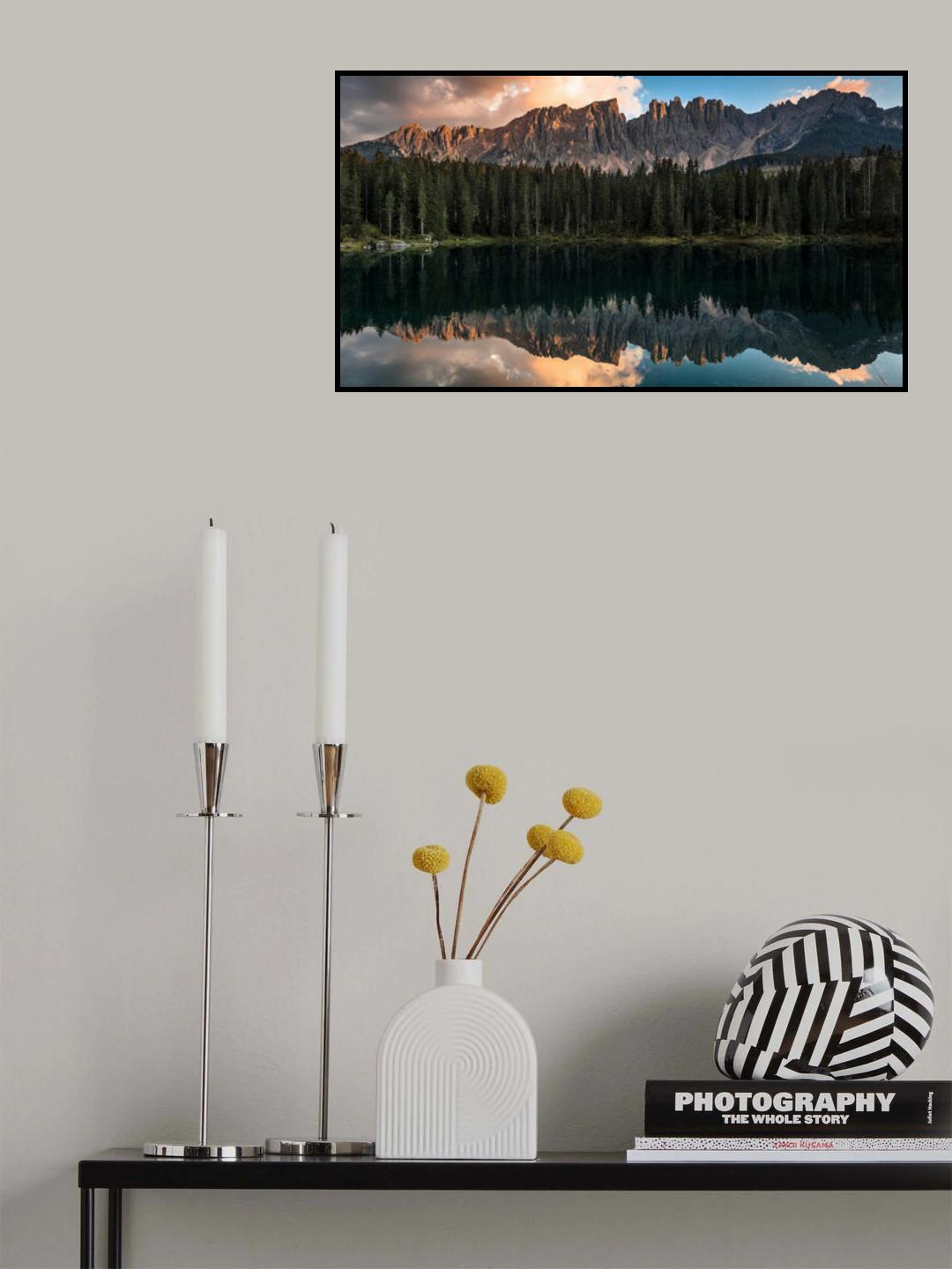 Sunset at Lake Carezza Poster och Canvastavla