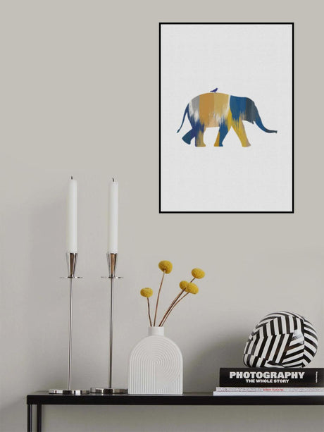 Blue & Yellow Elephant Poster och Canvastavla