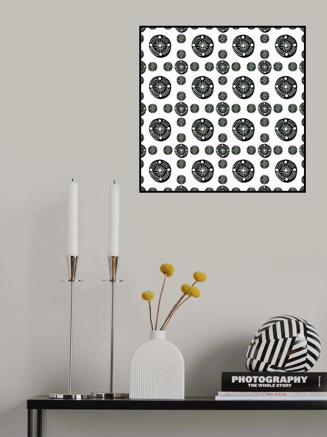 Black White Tribal Ethnic Circles Geometric Poster och Canvastavla