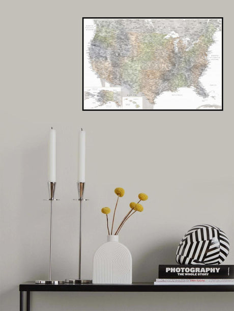 Highly detailed map of the United States, Habiki Poster och Canvastavla