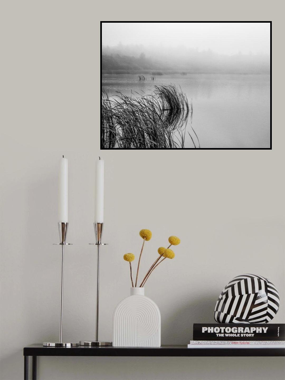 Lake mood on a foggy day Poster och Canvastavla