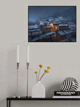 Snow at night and ancient villages Poster och Canvastavla