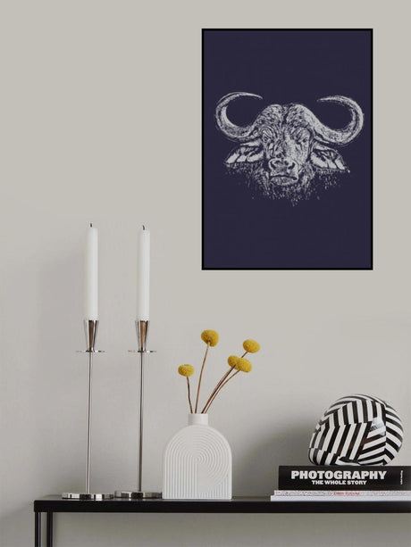 Cape Buffalo and Oxpecker Poster och Canvastavla